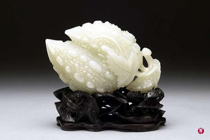 台北博物馆展览的白玉苦瓜。(互联网) 台北博物馆展览的白玉苦瓜。(互联网)