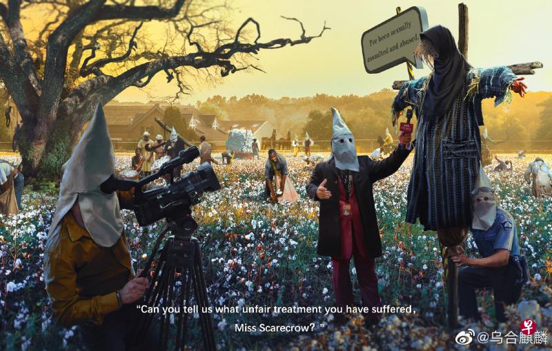 乌合麒麟昨天在微博上发布新作品,批评西方品牌抵制新疆棉。(微博) 乌合麒麟昨天在微博上发布新作品,批评西方品牌抵制新疆棉。(微博)