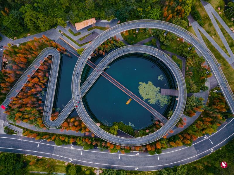 号称中国福州最美步道的金牛山城市森林步道，出自新加坡锐科建筑事务所的设计。（Look Architects提供）